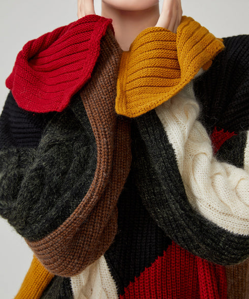 Patchwork Cable Knit Dress