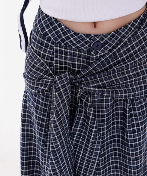Grid Wrap Wide Pants
