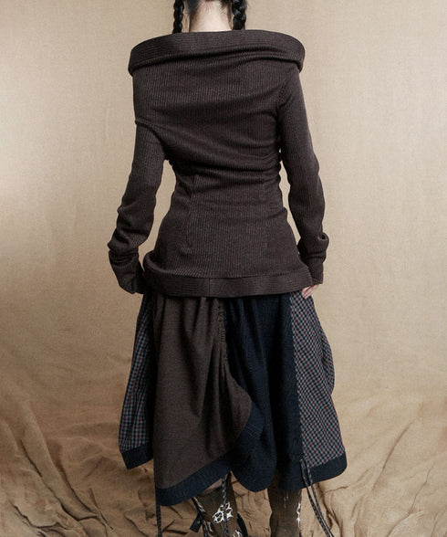 Sculptural Drape Collar Top