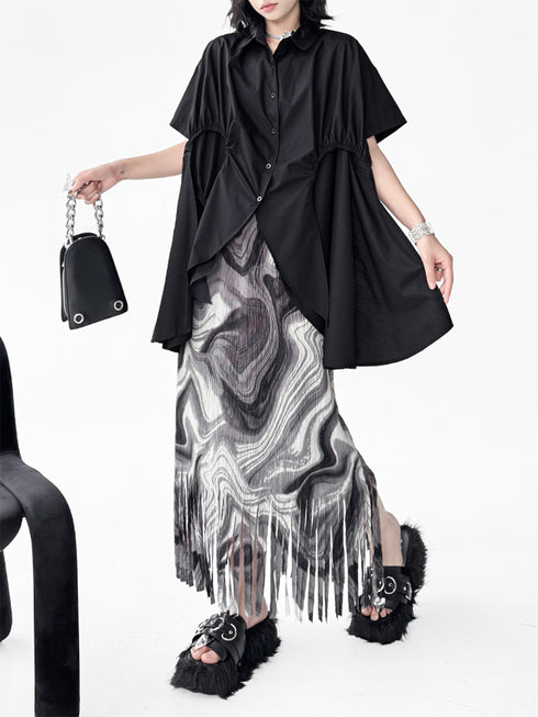 Layer Flare Gathered Blouse