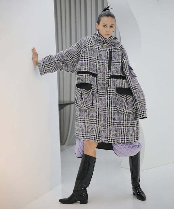Graph Plaid Tech Coat