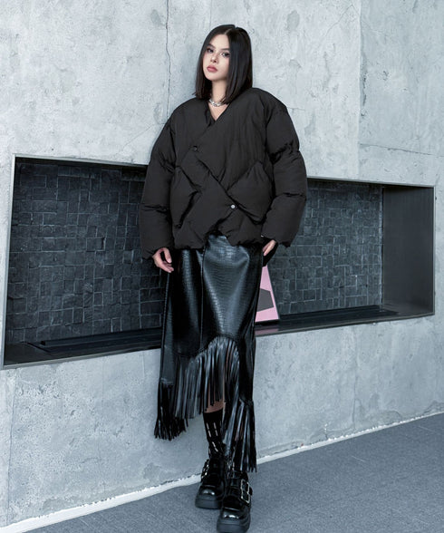 Quilted Wrap Down Jacket