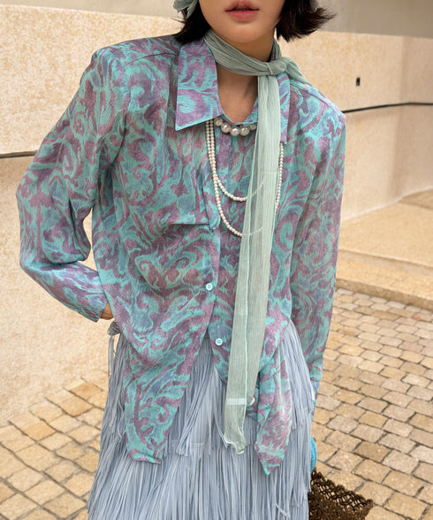 Veil Tie Print Blouse