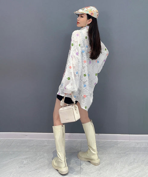 Floral Butterfly Fringe Blouse