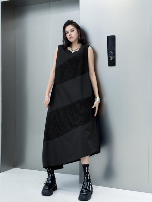 Diagonal Mesh Panel Dress