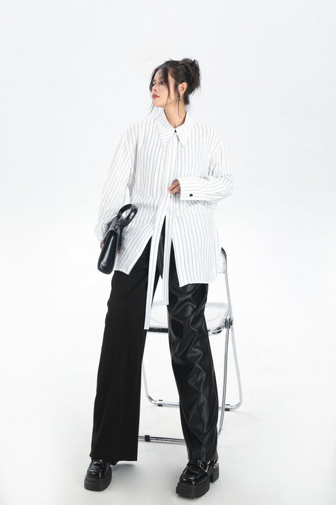 Contrast Texture Wide Pants