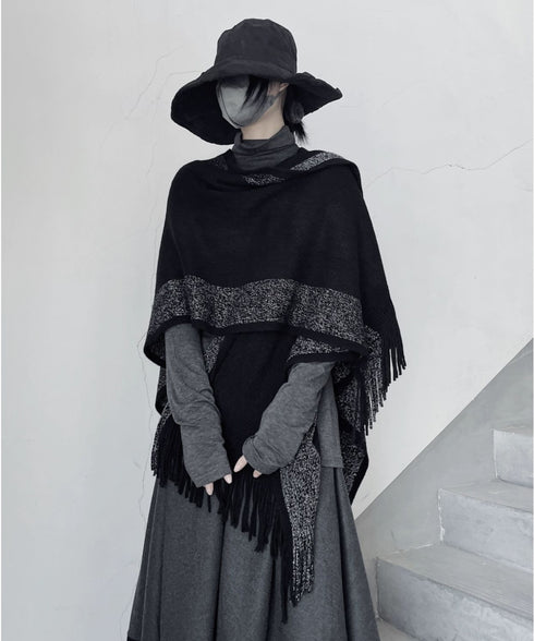 Fringe Edge Knit Cape