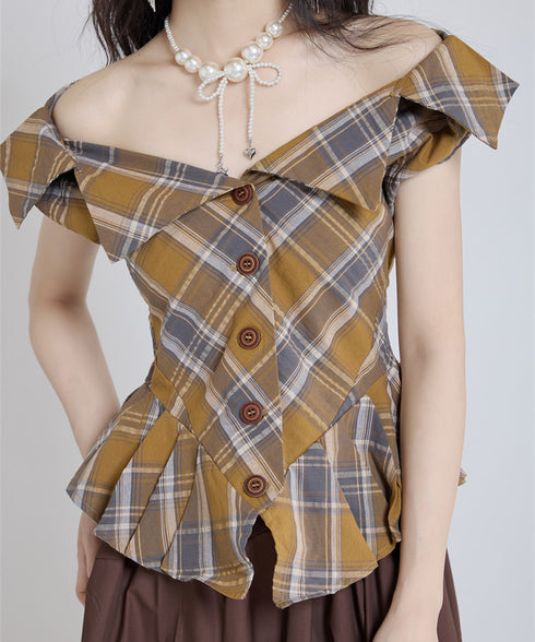 Fold Collar Peplum Top