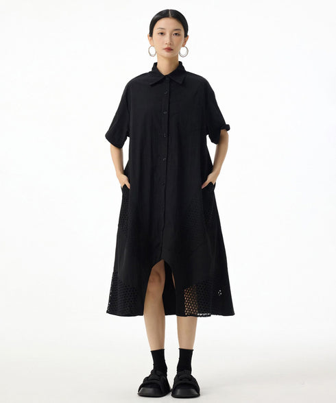 Mesh Panel Flow Dress