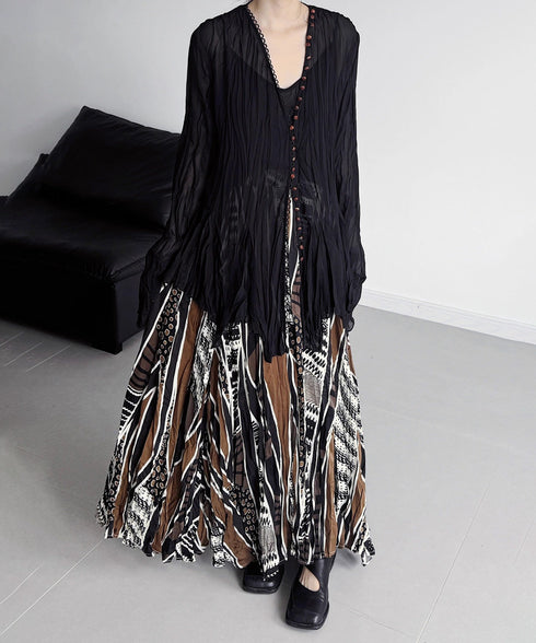 Ethnic Stripe Flow Maxi Skirt