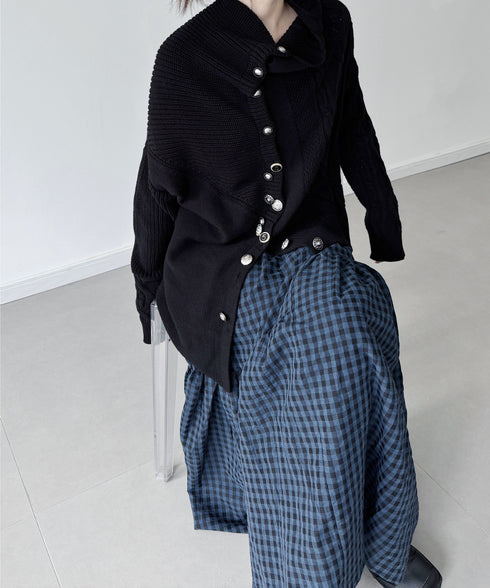 Tiered Check Flare Skirt