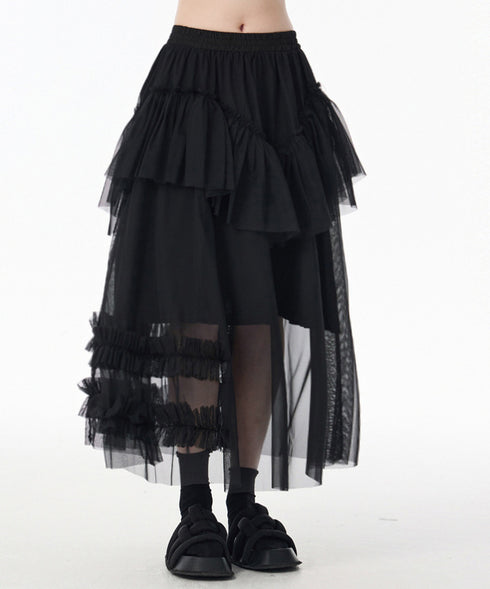 Layered Sheer Mesh Skirt