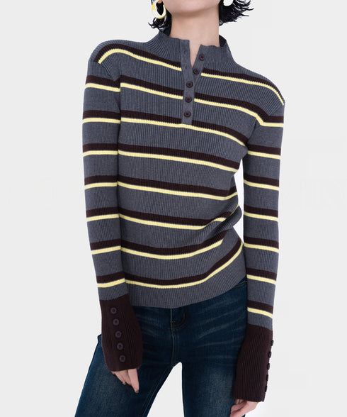 Stripe Thumbhole Rib Top