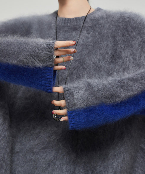 Soft Fuzzy Contrast Sleeve Top