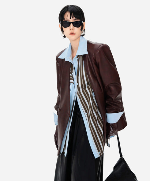 Stripe Layered Oversized Shirt