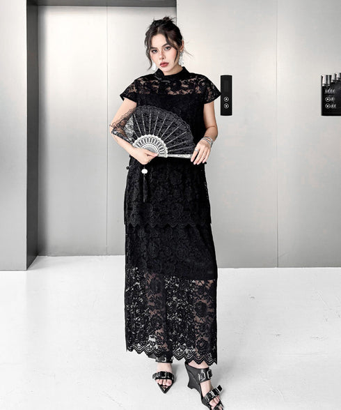 Bloom Collar Top&Skirt Co-ord