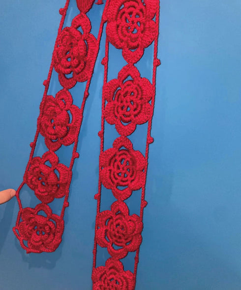 Flower Motif Crochet Scarf