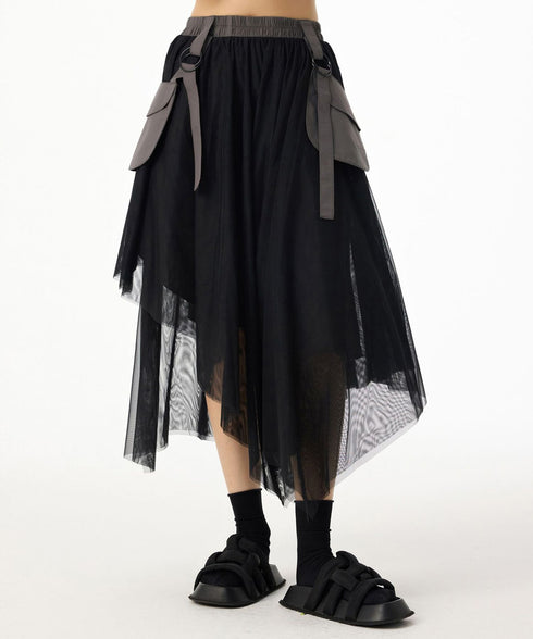 Mesh Layer Pocket Skirt