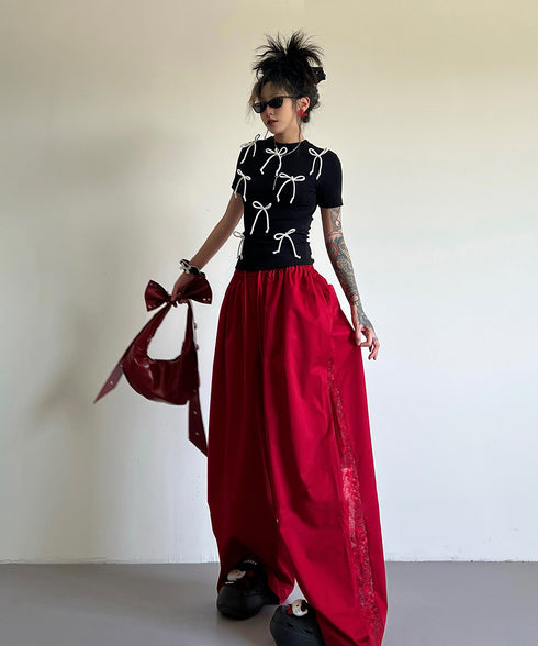 Lace Line Wide Pants