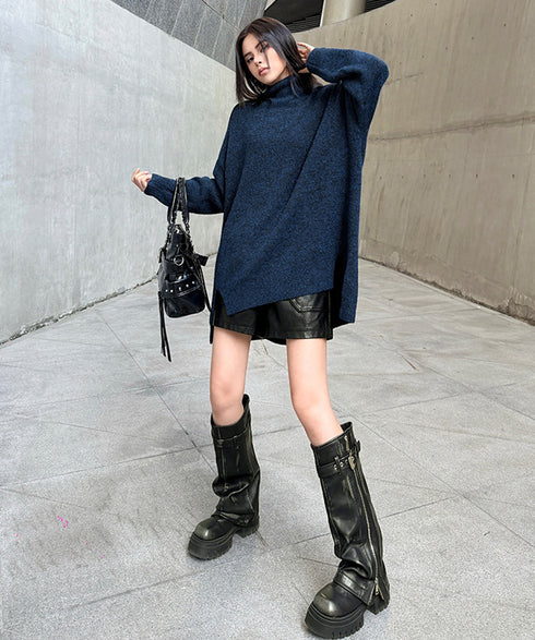 Oversized Highneck Knit Top