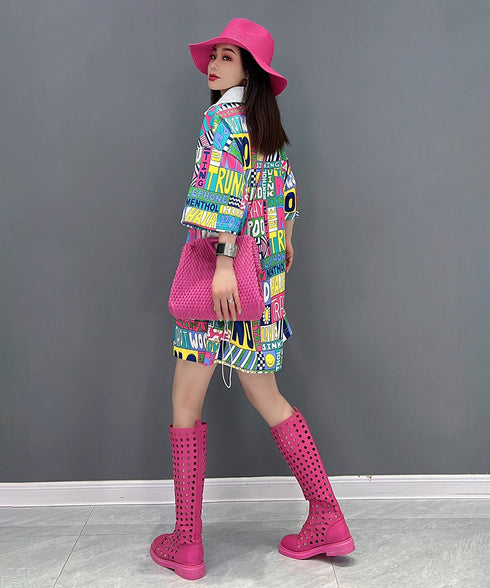 Colorful Graphic Polo Top