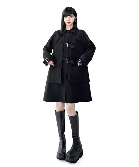 Buckle Layer Shirt Dress