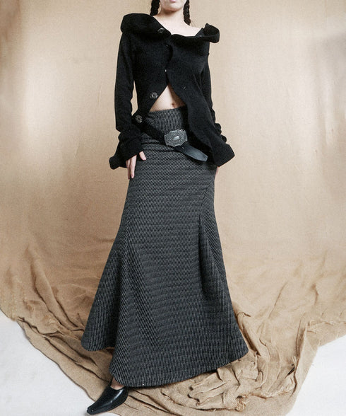 Rib Drape Flare Skirt
