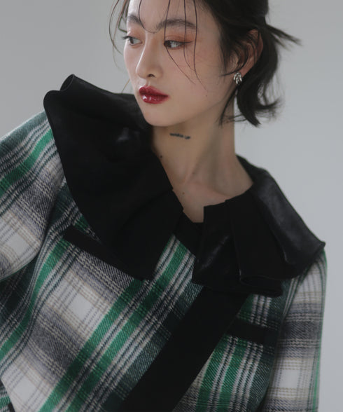Frill Collar Plaid Jacket