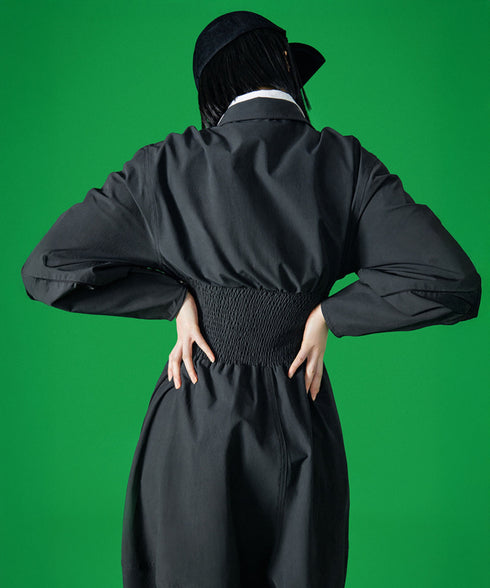 Zip High Neck Balloon Dress