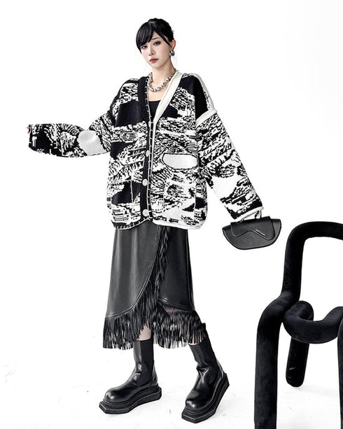Graphic Knit Cardigan