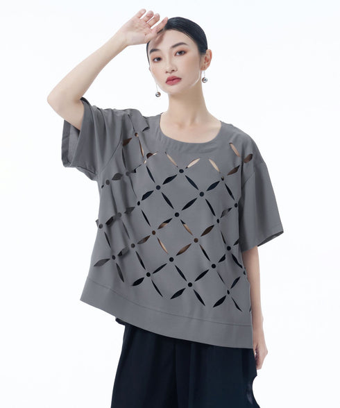Cutout Cross Motif Top