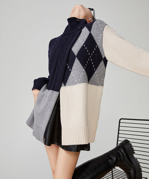 Argyle Cable Highneck Knit
