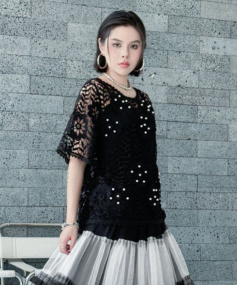 Flower Pearl Crochet Top