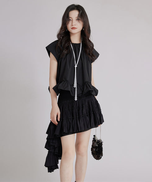 Layered Side-Flare Skirt