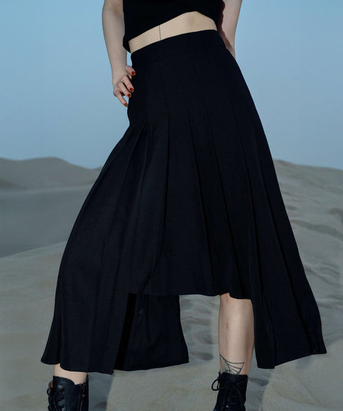 Pleated Draped Midi Skirt