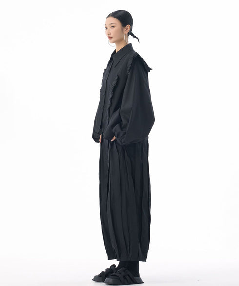 Front Ruffle Volume Blouse