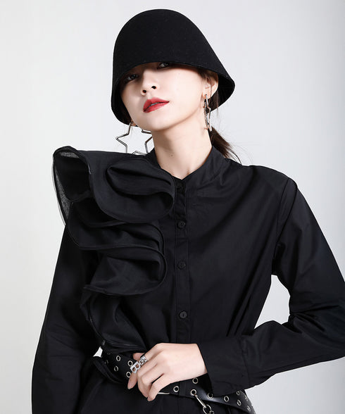 Glossy Dot Bow Blouse