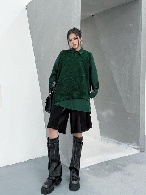 Glitter Knit Vest&Minimal Layered Shirt Series