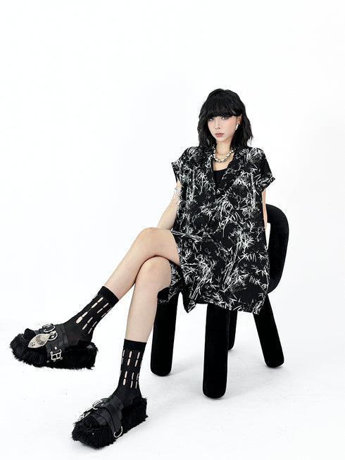 Shadow Bamboo Blouse & Shorts Co-ord