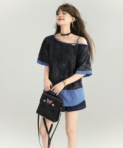 Layered Collar Contrast Top