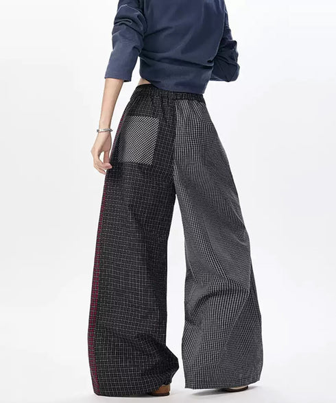 Patchwork Check Wide Pants
