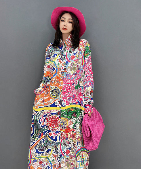 Kaleido Patch Shirt Dress