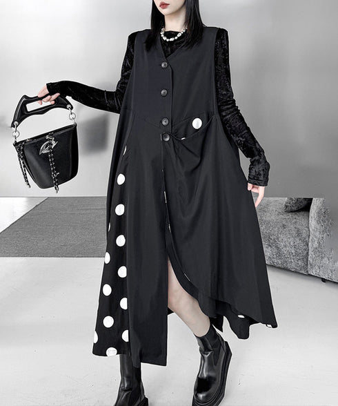 Layered Dot Panel V Neck vest