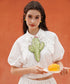 Cactus Cutwork Puff Sleeve Blouse