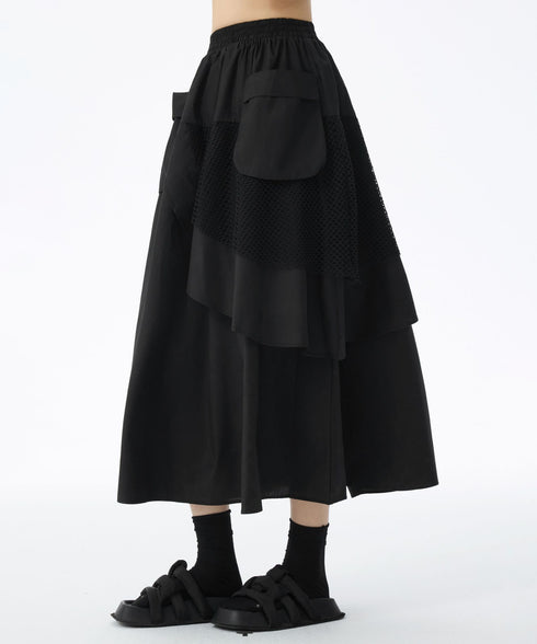 Layered Mesh Flap Skirt