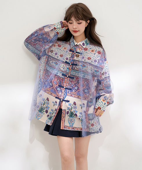 Mosaic Veil Toggle Blouse