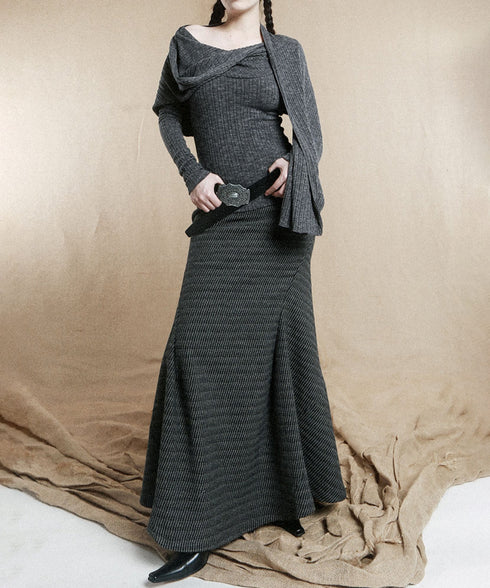 Hooded Rib Drape Top