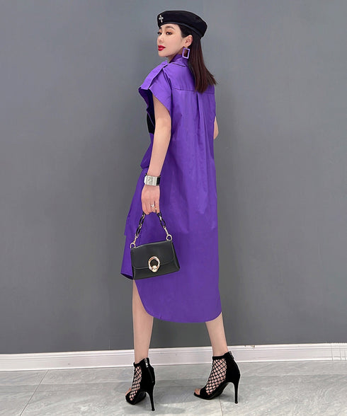 Half Sleeve Color Pop Pocket Dress