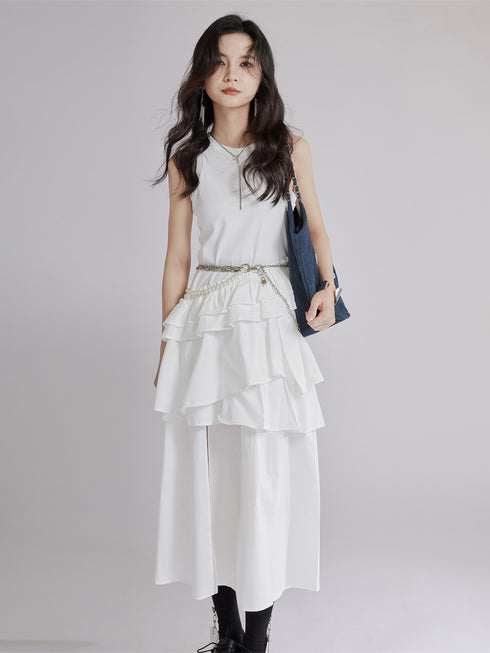 Frill Layered Combination Dress