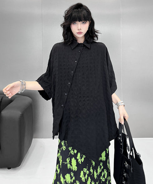 Side Button Hem Blouse